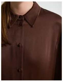 Oxford Lauren Silky Shirt in Chocolate