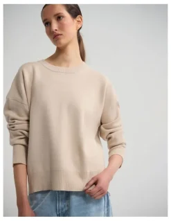 Oxford Lexie Cotton Crew Neck Knit in Stone