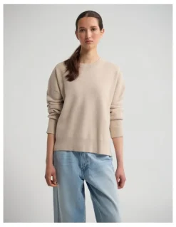 Oxford Lexie Cotton Crew Neck Knit in Stone