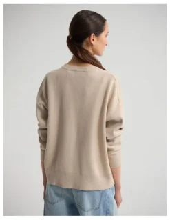 Oxford Lexie Cotton Crew Neck Knit in Stone