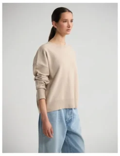 Oxford Lexie Cotton Crew Neck Knit in Stone