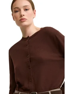 Oxford Lottie Merino Cardigan in Chestnut