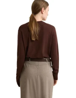 Oxford Lottie Merino Cardigan in Chestnut