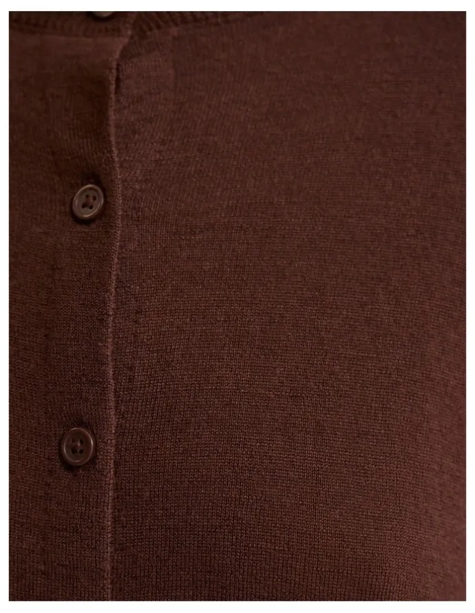 Oxford Lottie Merino Cardigan in Chestnut
