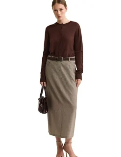 Oxford Lottie Merino Cardigan in Chestnut