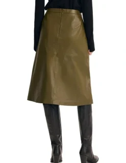 Oxford Lulu Leather Skirt in Olive