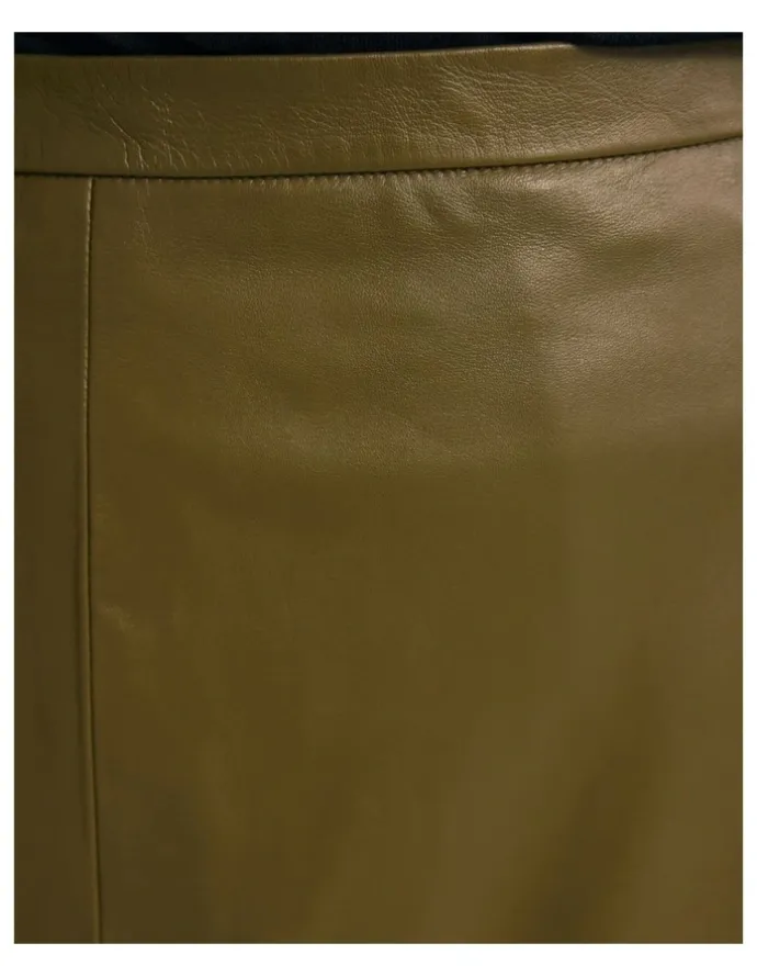 Oxford Lulu Leather Skirt in Olive