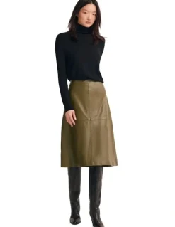 Oxford Lulu Leather Skirt in Olive