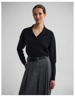 Oxford Maddison Funnel Collar Cardigan in Black