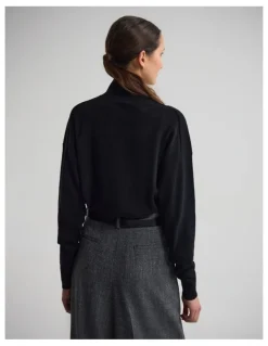 Oxford Maddison Funnel Collar Cardigan in Black
