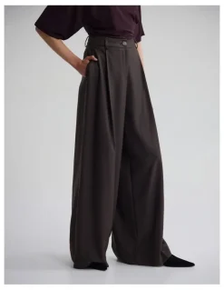 Oxford Margot Pure Wool Pant in Brown