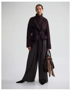 Oxford Margot Pure Wool Pant in Brown