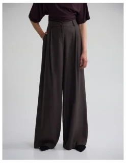 Oxford Margot Pure Wool Pant in Brown