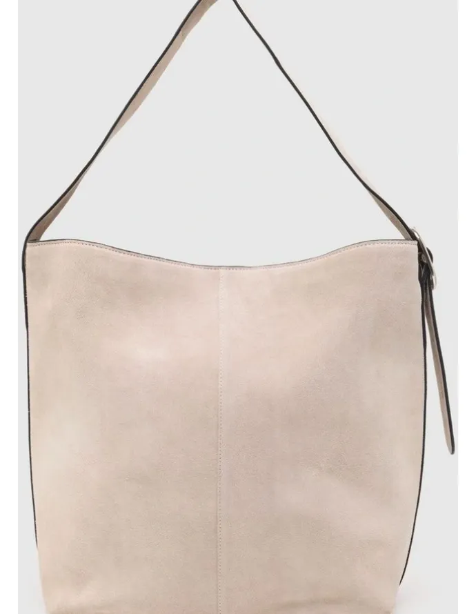 Oxford Margot Suede Hobo Bag in Pebble