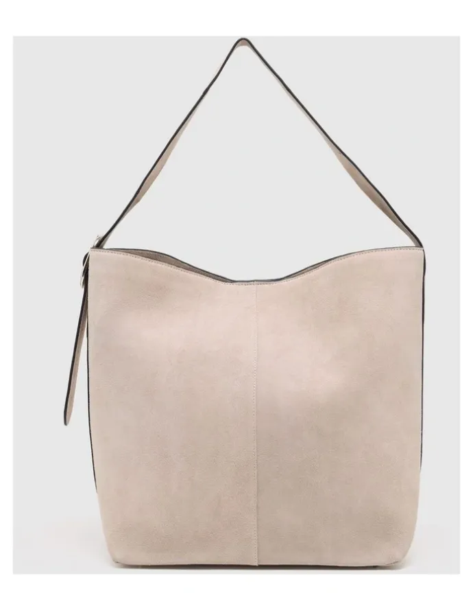 Oxford Margot Suede Hobo Bag in Pebble