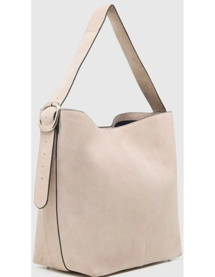 Oxford Margot Suede Hobo Bag in Pebble