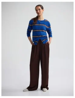 Oxford Margurite Striped Cardigan in Blue