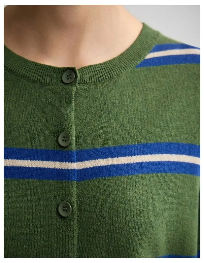 Oxford Margurite Striped Cardigan in Green
