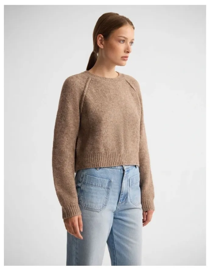 Oxford Mei Alpaca Blend Crew Neck in Brown