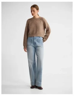 Oxford Mei Alpaca Blend Crew Neck in Brown