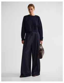 Oxford Mei Alpaca Blend Crew Neck in Navy