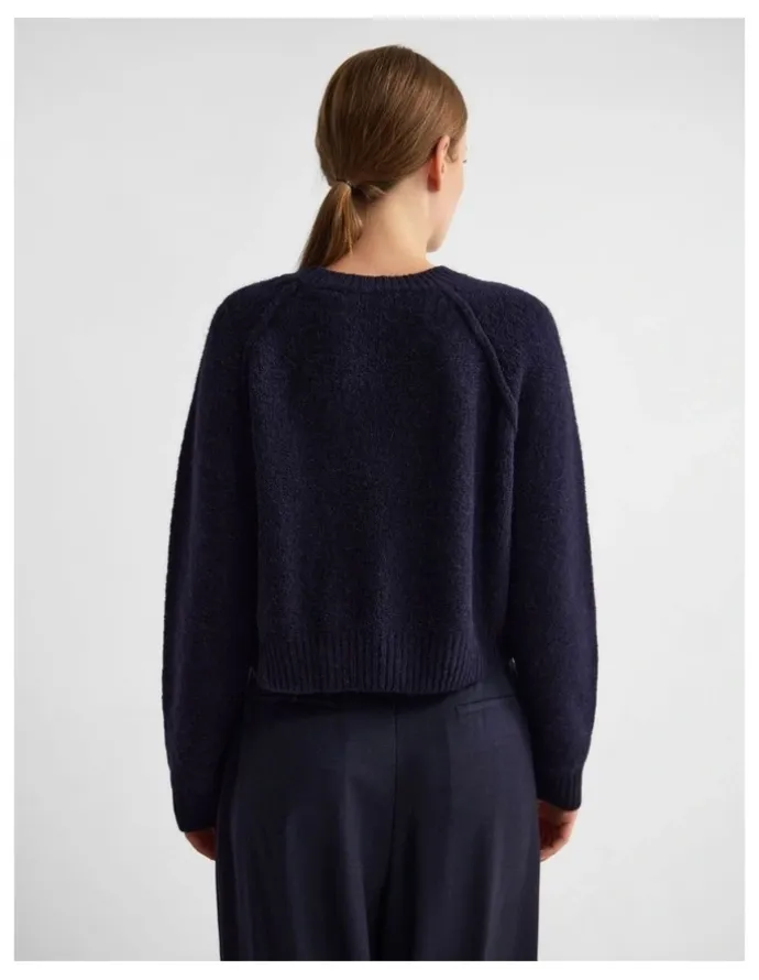 Oxford Mei Alpaca Blend Crew Neck in Navy