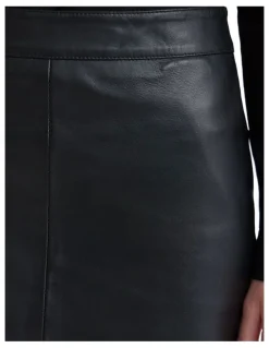Oxford Nina Nappa Leather Skirt in Black