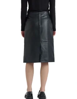 Oxford Nina Nappa Leather Skirt in Black