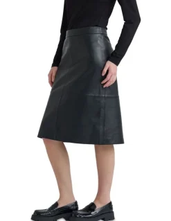Oxford Nina Nappa Leather Skirt in Black