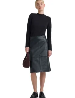 Oxford Nina Nappa Leather Skirt in Black