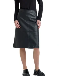 Oxford Nina Nappa Leather Skirt in Black