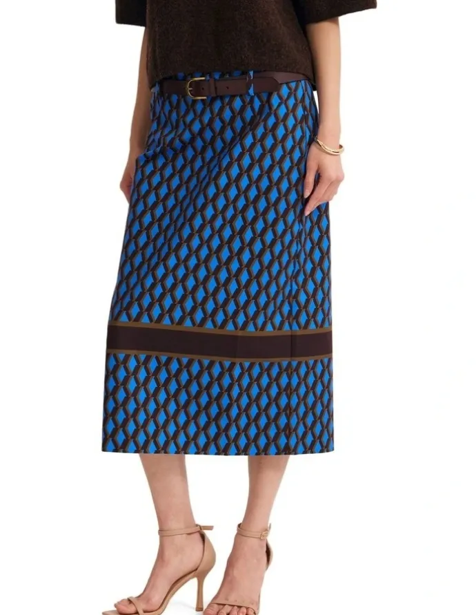 Oxford Nora Stretch Midi Skirt in Multi