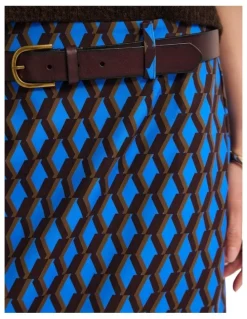 Oxford Nora Stretch Midi Skirt in Multi
