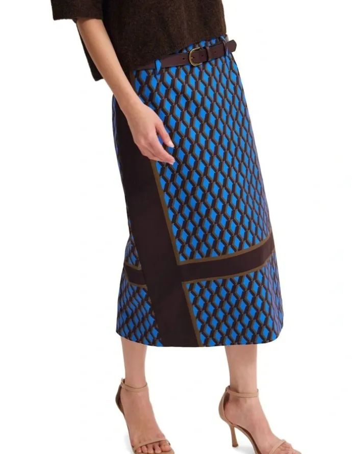 Oxford Nora Stretch Midi Skirt in Multi