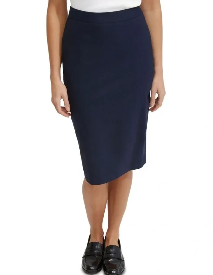 Oxford Peggy Wool Stretch Suit Skirt in Navy
