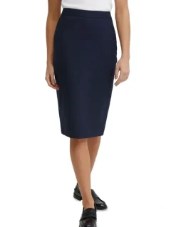 Oxford Peggy Wool Stretch Suit Skirt in Navy