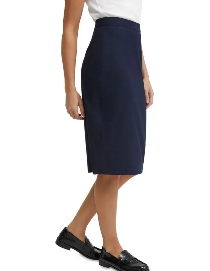 Oxford Peggy Wool Stretch Suit Skirt in Navy