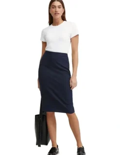 Oxford Peggy Wool Stretch Suit Skirt in Navy