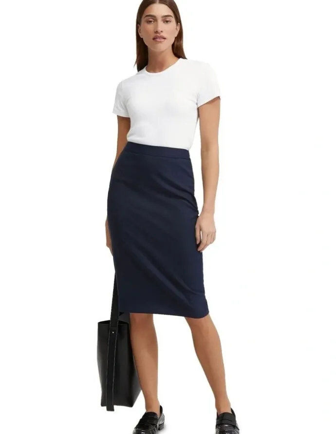 Oxford Peggy Wool Stretch Suit Skirt in Navy