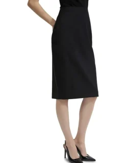Oxford Peggy Wool Stretch Suit Skirt in Black