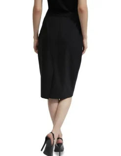 Oxford Peggy Wool Stretch Suit Skirt in Black