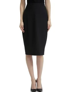 Oxford Peggy Wool Stretch Suit Skirt in Black