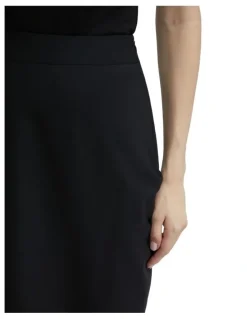 Oxford Peggy Wool Stretch Suit Skirt in Black