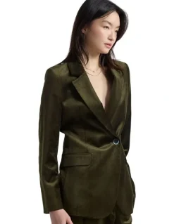 Oxford Raffi Velvet Blazer in Olive Green