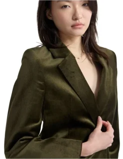 Oxford Raffi Velvet Blazer in Olive Green