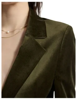 Oxford Raffi Velvet Blazer in Olive Green