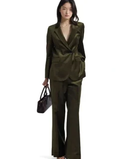 Oxford Raffi Velvet Blazer in Olive Green