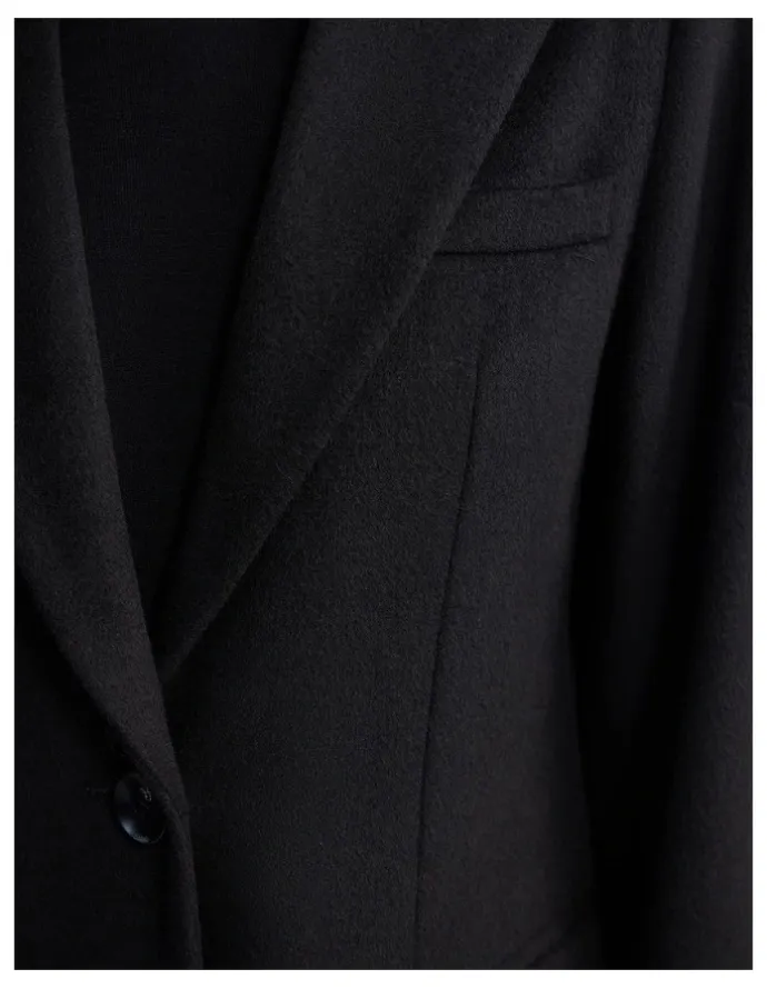 Oxford Ruby Wool Rich Tailored Overcoat in Black