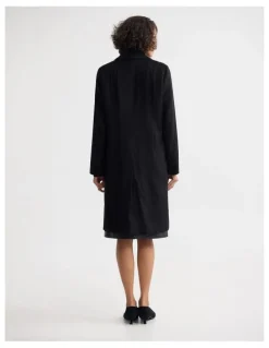 Oxford Ruby Wool Rich Tailored Overcoat in Black