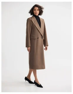 Oxford Saskia Double Breasted Wool Rich Coat in Camel